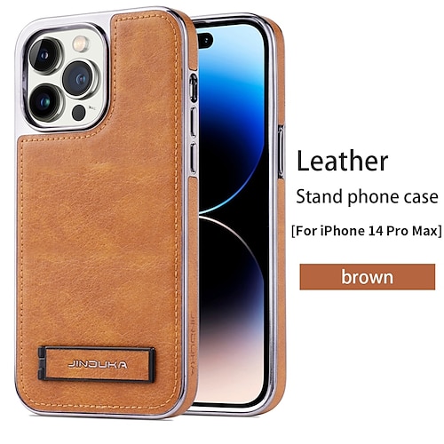 Handy Hülle Handyhüllen Für iPhone 16 15 14 Pro Max Plus 13 Pro Max Rückseite Ständer Stoßfest Retro TPU PU-Leder Image