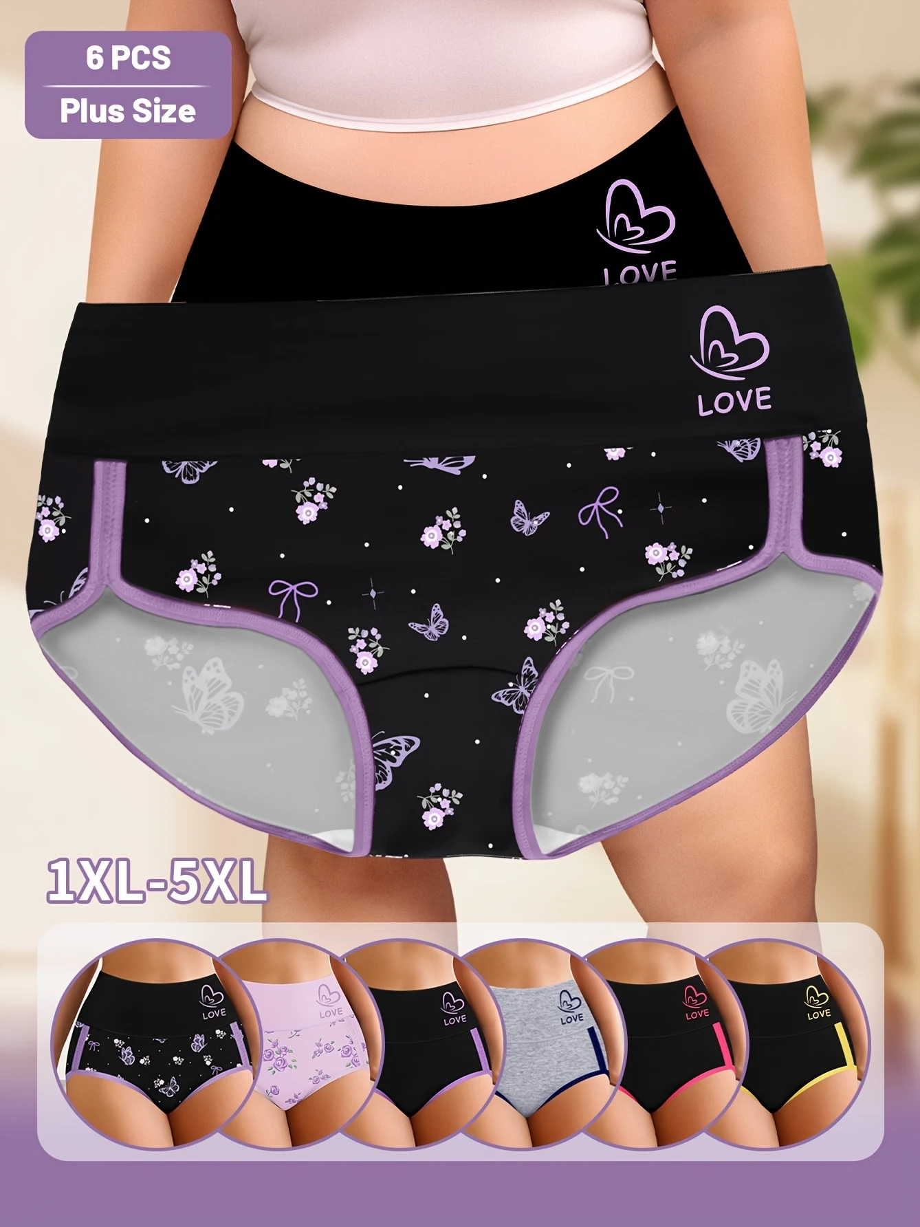 6 stücke Multi-Color Kombination Frauen Unterwäsche Plus Größe Plus Größe Unterwäsche Bauch-steuer Taille Cinching Mid-Rise unterwäsche 90% Image