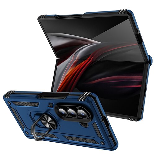 Handy Hülle Handyhüllen Für Samsung Galaxy Z Fold 7 Z Fold 6 Z Fold 4 Rückseite Magnetisch Ständer Ringverschluss Rüstung TPU PC Image