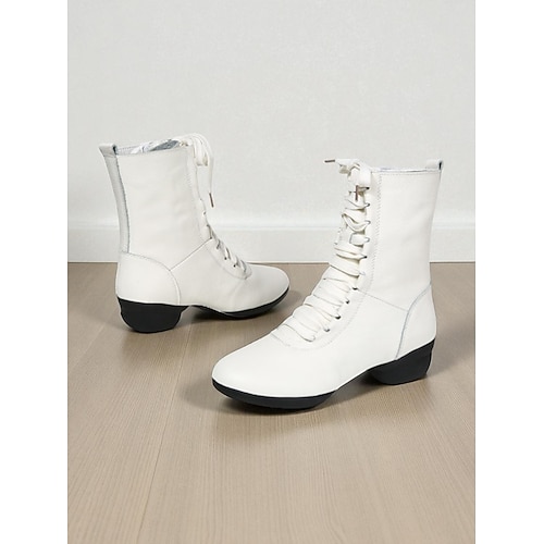 Rote Tanzstiefel für Damen mit Schnürung – Stiefeletten mit weicher Sohle und seitlichem Reißverschluss für Jazz, Training und Auftritt Image