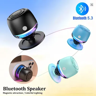 IPX6 Waterproof Magnetic Bluetooth Speaker RGB Beat Light Mini Outdoor Portable Speaker For iPhone Android Camping Gaming Travel