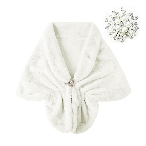 Damen-Hochzeitsschal aus Kunstpelz und Wickel, Brautpelzstola, Pelzschal für Braut und Brautjungfern Image