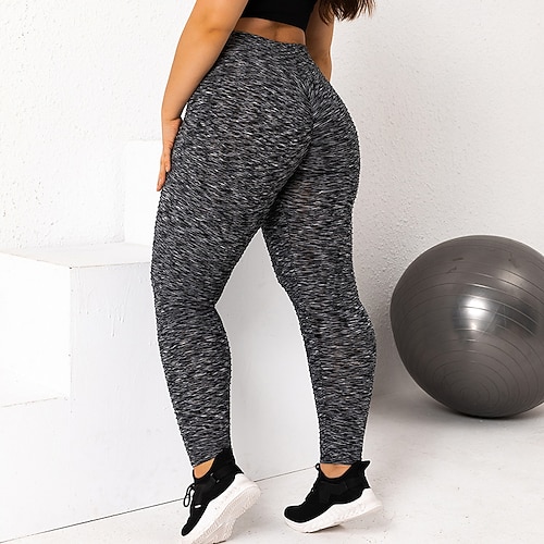 Per donna Pantaloni a compressione Leggings da yoga Taglia grande Controllo addominale Vita Alta Palestra Atletico Corsa Pantaloni Stampa Nero Grigio Autunno Gli sport Abbigliamento sportivo