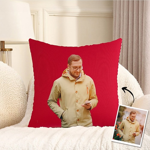 personalisierter Foto-Kissenbezug, individueller Kissenbezug, Geschenk für ihn, Freunde und Familie, perfekt als Dekoration für das Sofa zu Hause und das Schlafzimmer Image