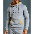 Per uomo Felpa con cappuccio in pile Felpa casual con tasche Manica Lunga Top Athleisure Autunno Tinta unita Caldo All'aperto Viaggio Corsa abbigliamento sportivo Abbigliamento sportivo Nero Grigio