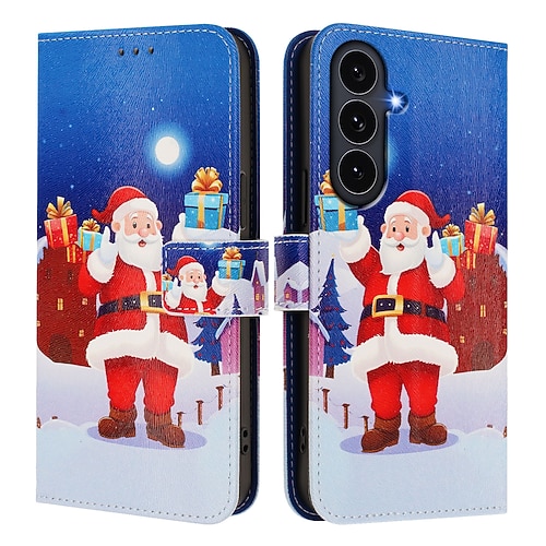 Handy Hülle Handyhüllen Für iPhone 17 Pro Max 17 Air 16 15 14 Pro Max Plus 16e 13 Mini Rückseite Mit Handgelenkschlaufe Ständer Kartenfach Weihnachten TPU PU-Leder Image