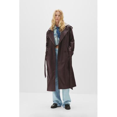 Faux Leather Trench Coat