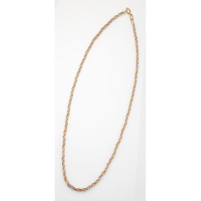 Panzerkette LADY, bunt (tricolor), Halsketten, Damen, 45, Metall-Gold, L: 45cm, Metall, Gold Image