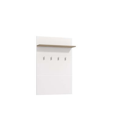 Garderobenpaneel HOME AFFAIRE "Beny, Wandregal Wandpaneel, Wandgarderobe praktisch & stillvoll", grau eiche, weiß hochglanz, B:76,0cm H:114cm T:19,5cm, Spanplatte, Garderobenpaneele, Hochglanz, mit 4 Kleiderhaken und Ablage für Accessoires, Breite... Image