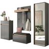 Garderoben-Set INOSIGN "City/Giron, moderne Garderobe, viel Stauraum, ca. 24 Schuhe", grau (anthrazit), B:255cm H:200cm T:35cm, Holzwerkstoff, Kastenmöbel-Sets, enthält Schrank, Paneel, Schuhschrank & Garderobenbank mit Sitzkissen