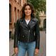 Infinity Leather Womens Black Classic Brando Biker Jacket - Secunda Lamb Leather - Size 22 UK | Infinity Leather Sale | Discount Designer Brands