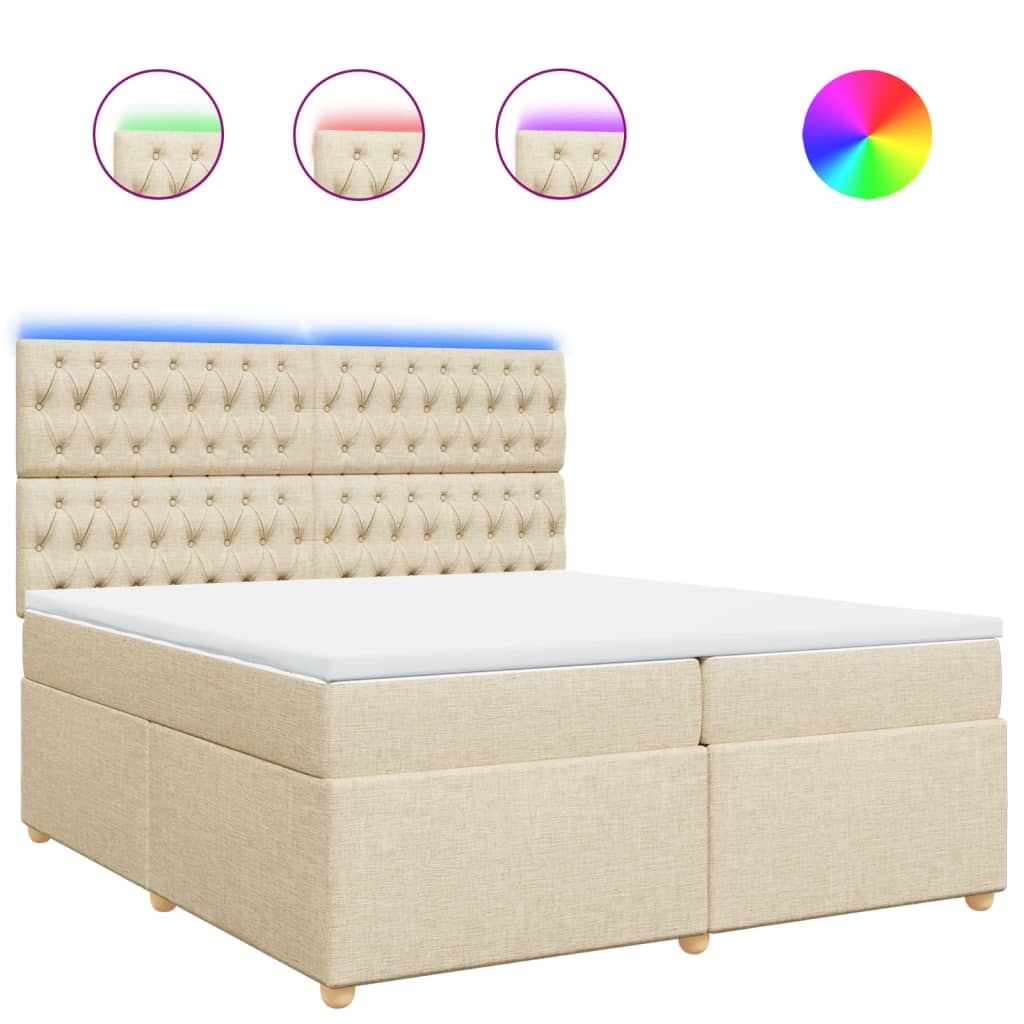 vidaXL Boxspringbett mit Matratze Creme 200x200 cm Stoff Image