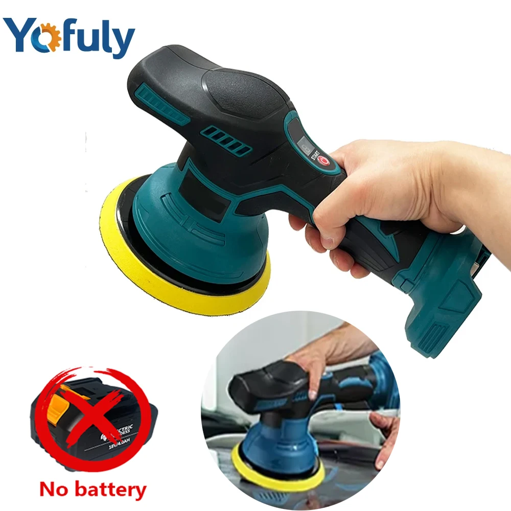 Akku-Autopolierer, 8 Gänge, verstellbar, automatisch, elektrisch, Wachsen, Schleifen, Abdichten, Polieren, Polierer, passend für Makita 18 V-Batterien Image