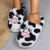 Casual Flauschige Hausschuhe Frauen Hause Kuh Cartoon Designer Herbst Winter Schuhe Damen 2025, Plattform Pelz Dias Mode Schuhe Niedlich