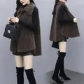 Autunno Inverno Donna Fuax Gilet di pelliccia di lana di agnello Solido caldo Cashmere Colletto rovesciato Gilet in vita Donna Nuovo Streetwear Capispalla e cappotti