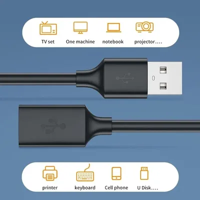 USB-Verlängerungskabel, USB 2.0-Verlängerungskabel, Stecker auf Buchse, Datenkabel, geeignet für PC, TV, USB, mobiles Festplattenkabel Image