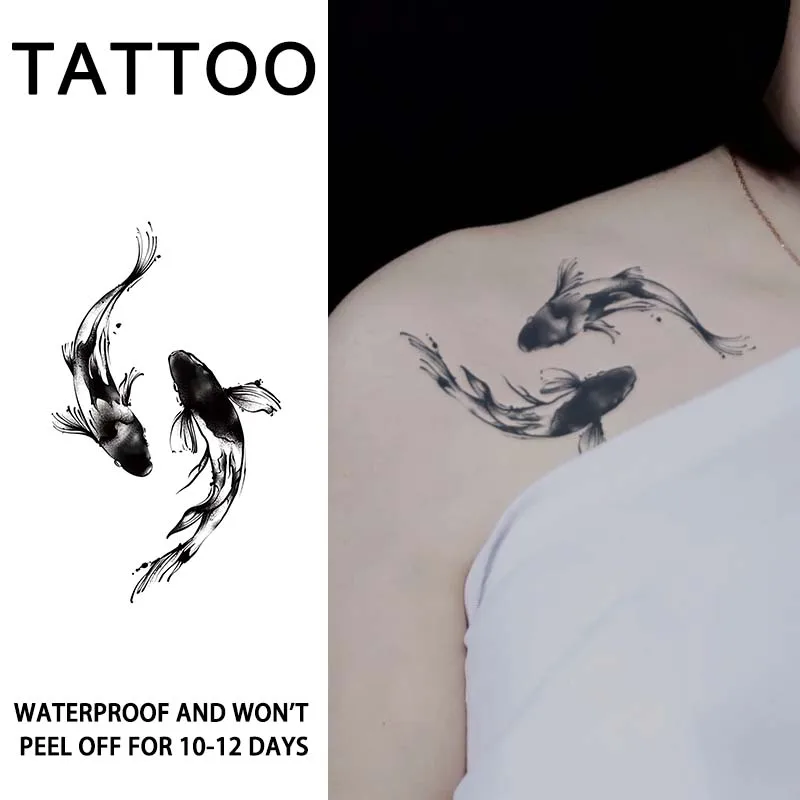 1 Stück Koi-Fisch wasserdichte temporäre Tattoo-Aufkleber, langlebig, wasserdicht für ein bis zwei Wochen, geeignet für Arm, Bein. Image