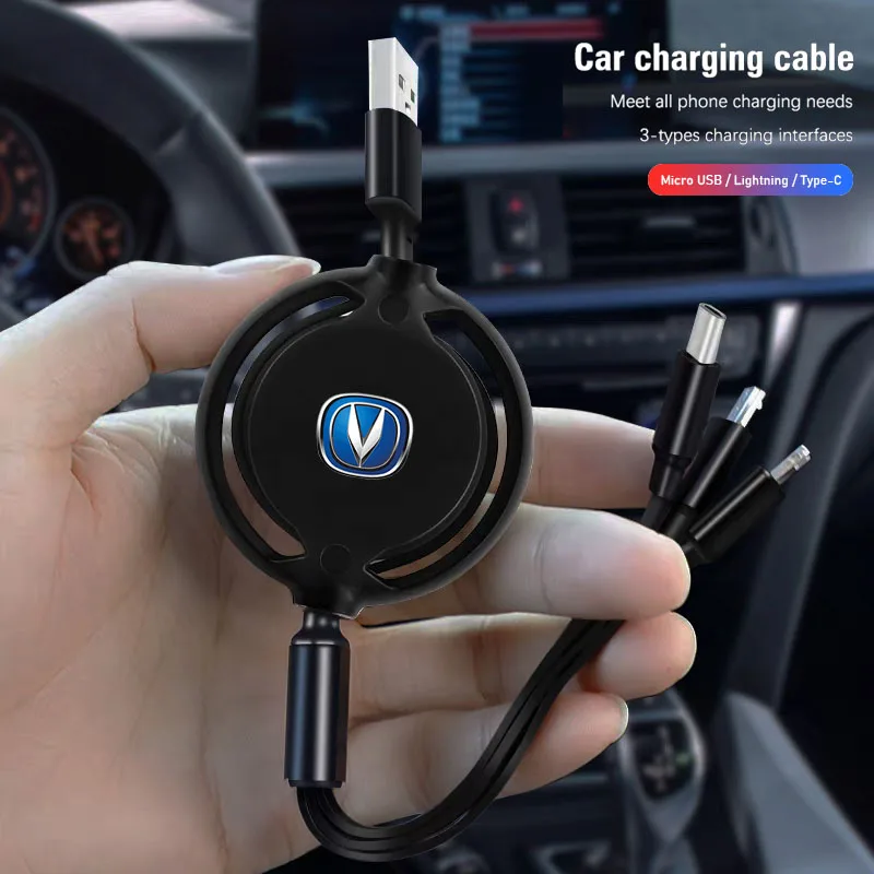 Auto Innen 3 In 1 Micro USB Typ C Schnelle Ladekabel Für Changan CS75 CS35 Plus CS15 CS95 RAETON CX70 CS55 EADO CX20 Alsvin Image