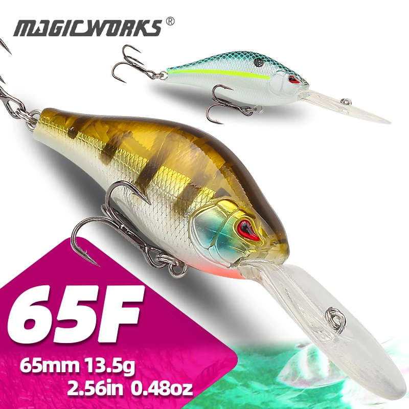 Magic Works 65 mm 13,5 g Wobbler Angeln Swimbait Wobbler Hartköder Salzwasser schwimmender Bass Kunstköder für Tucunare Tackle Image