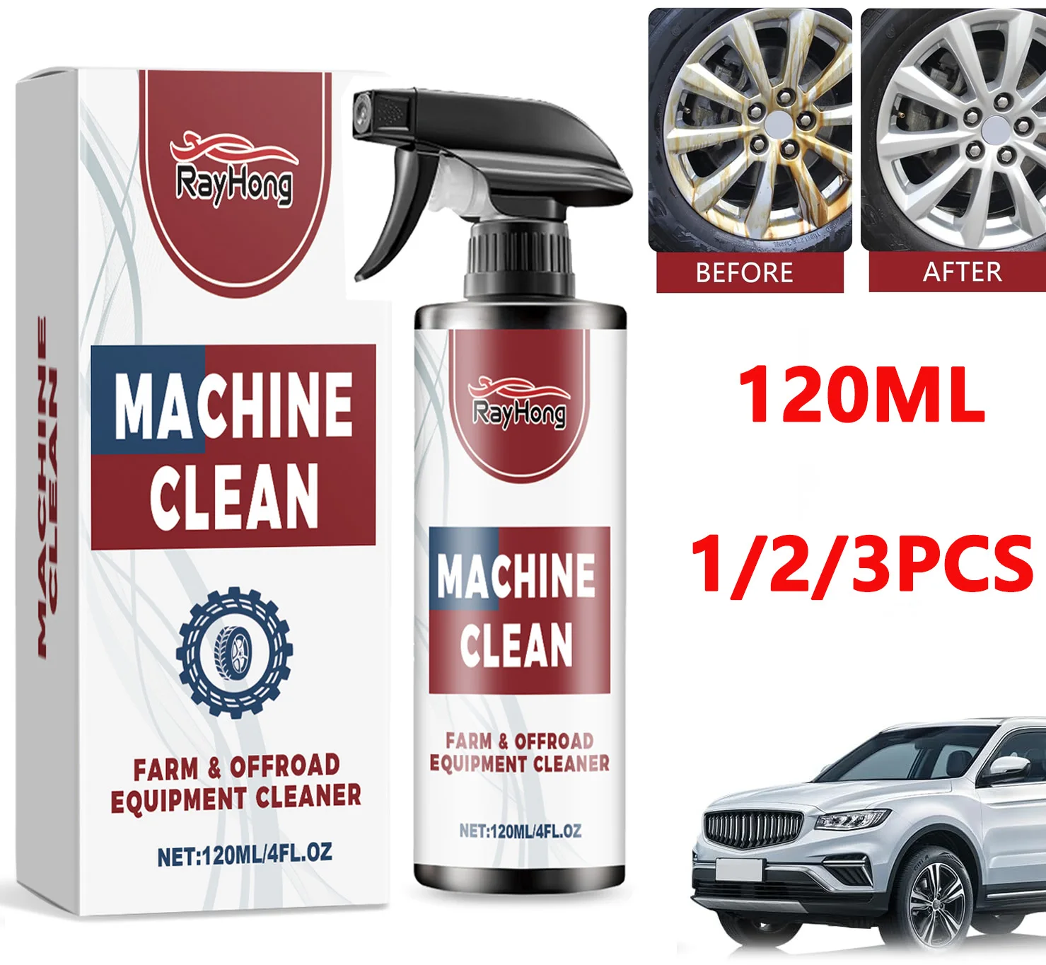 Auto Rad Reiniger Spray Professionelle Staub Rand Rost Reiniger Auto Detail Chemische Auto Reinigung Polieren Sanierung Mittel 120 ml Image