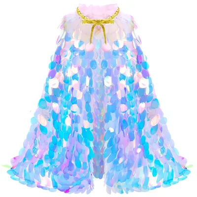 Meerjungfrau Pailletten Umhang Mädchen Requisiten Prinzessin Ball Krone Set Kinder Prinzessin Fotografie Kostüm Make-Up Party Halloween Cosplay Image