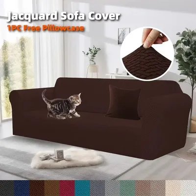 Jacquard Sofa Cover Super Soft Non-Slip Couch Slipcovers Spandex 1/2/3 Seater Protector Cover for Living Room Dogs Cats Pets Kid