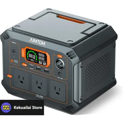 403Wh Portable Power Station, 3x 440W (800W Surge) AC, USB, 12V DC, 100W Type-C, LED Light
