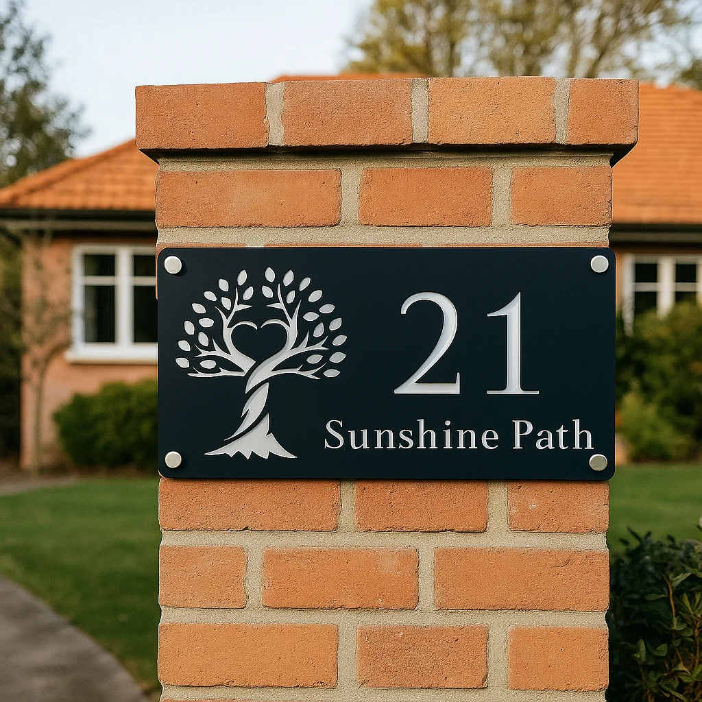 Custom 3D Acrylic House Number Sign Life Tree Design Weatherproof Address Plaque Door Nameplate for Home Apartment Outdoor Decor