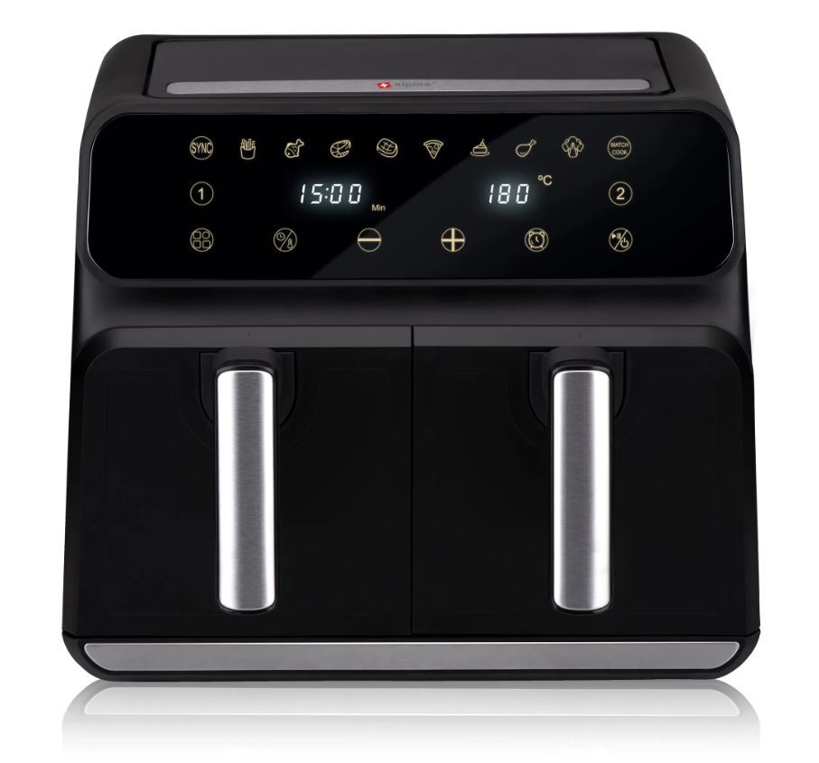 Alpina Doppel-Heißluftfritteuse Airfryer, 1700 Watt, 8 Liter, Schwarz Image