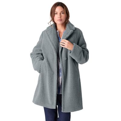Plus Size Women's Faux Fur Teddy Coat by Roamans in Gunmetal (Size 30/32)