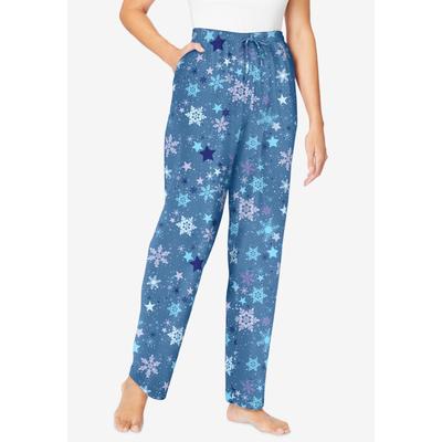 Plus Size Women's Knit Sleep Pant by Dreams & Co. in Dusty Indigo Snowflakes (Size 1X) Pajama Bottoms