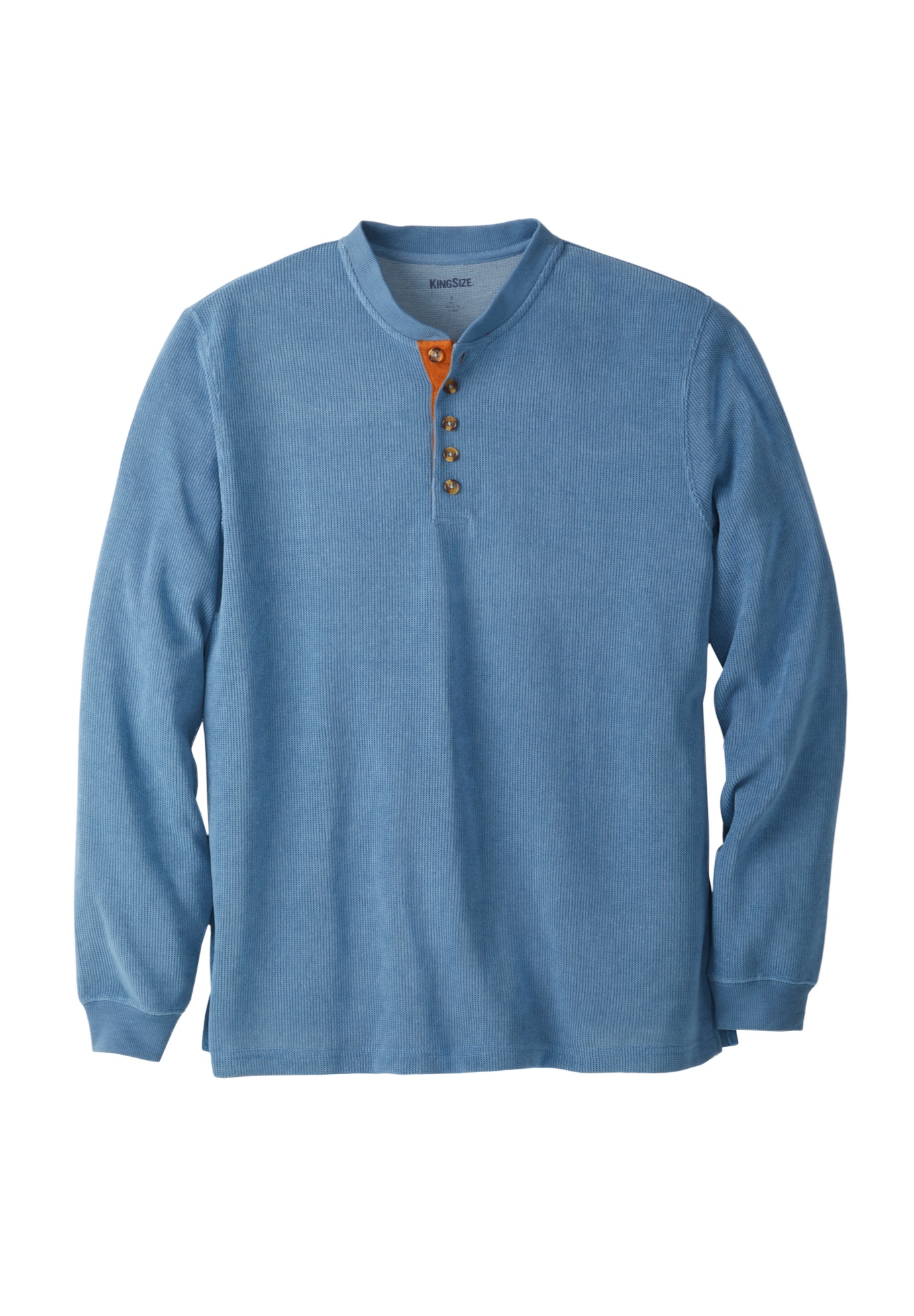 Men's Big & Tall Soft Waffle Henley by KingSize in Slate Blue (Size 3XL)