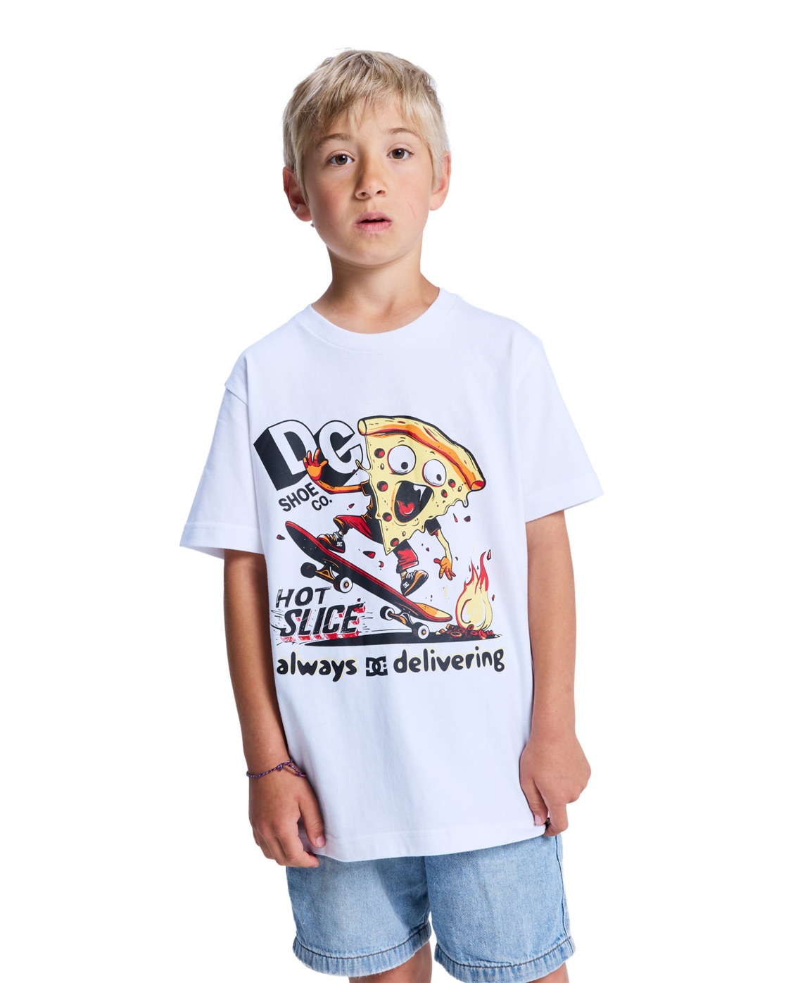 T-Shirt DC SHOES "Hot Slice", Jungen, Gr. 16(165-172cm), weiß, 75% Baumwolle, 25% Baumwolle, Shirts T-Shirt