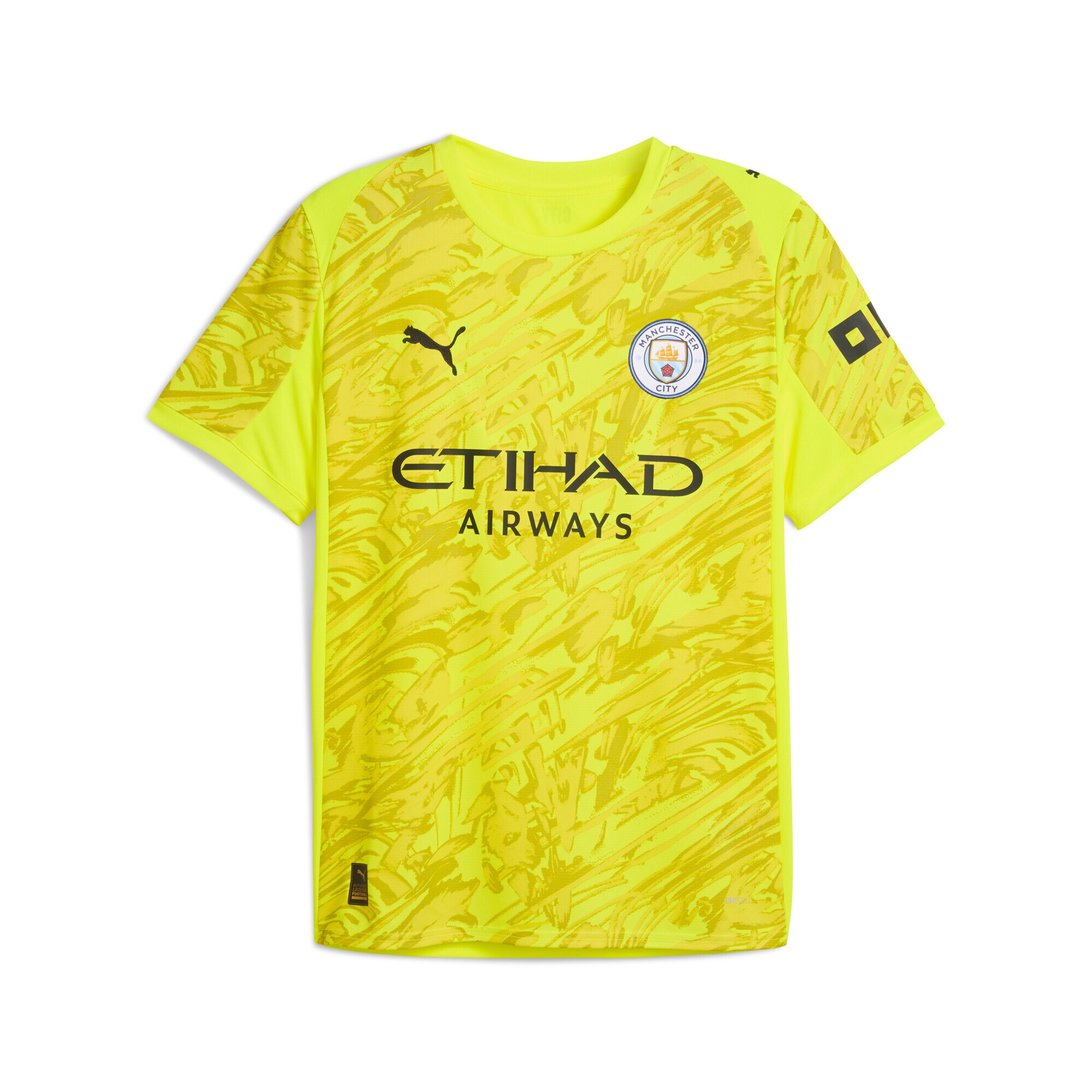 Trainingsshirt PUMA "Manchester City 25/26 Torwarttrikot Herren", Damen, Gr. S, gelb (gelb alert), Obermaterial: 100% Polyester; Rippe: 100% Polyester, regular fit, Rundhals, Shirts