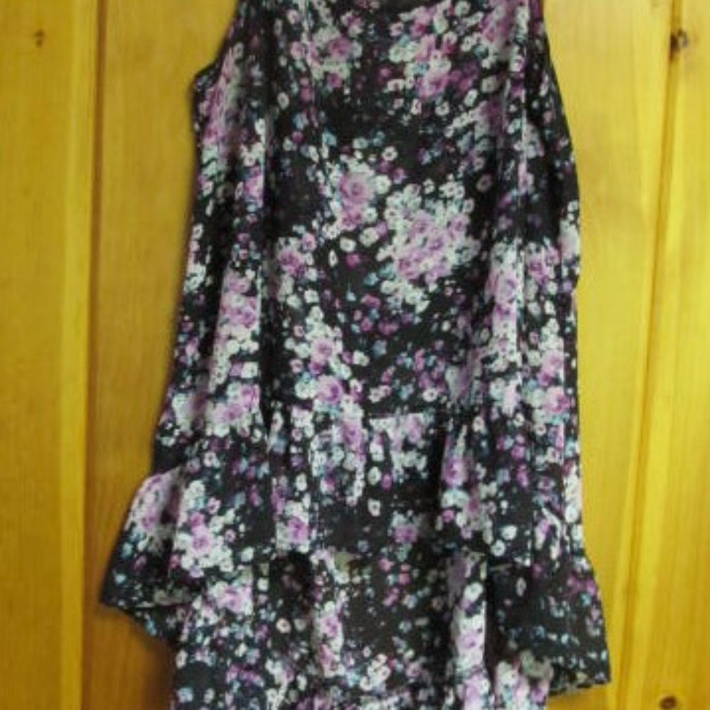 Torrid Tops | Torrid Sz 0 Tops Hi Low Torrid Blouse Ruffle Flowing Sheer Tank Tops Plus Sz Top | Color: Black/Purple | Size: 0x