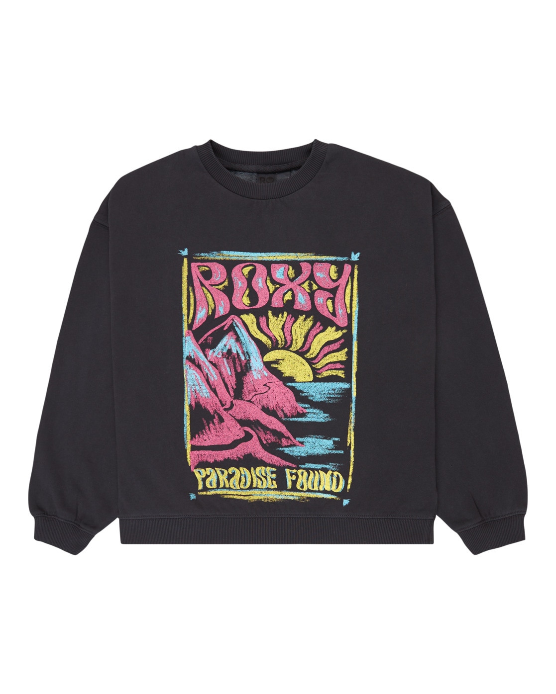 Sweatshirt ROXY "Lineup Brushed", Mädchen, Gr. 6(115-120cm), grau (anthrazit), 55% Baumwolle, 25% Baumwolle, 20% Polyester, Sweatshirts Sweatshirt