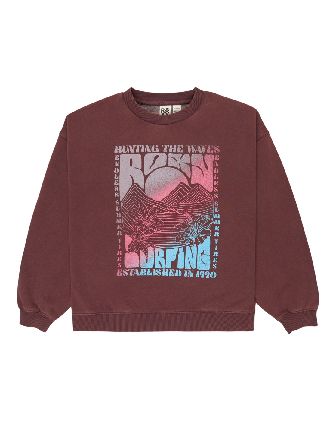 Sweatshirt ROXY "Lineup Brushed", Mädchen, Gr. 8(125-130cm), huckleberry, 55% Baumwolle, 25% Baumwolle, 20% Polyester, Sweatshirts Sweatshirt