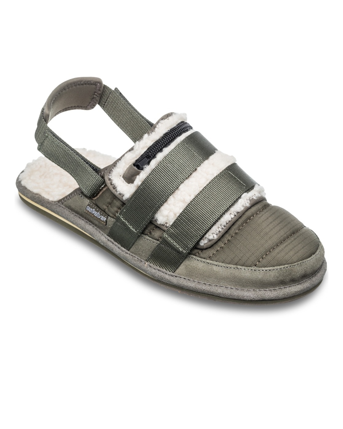 Sandale QUIKSILVER "After Session Mule", Herren, Gr. 12(45), braun, Obermaterial: Textil, Leder, Reißverschluss – Futter: Textil – Laufsohle: Gummi, Schuhe Sandale