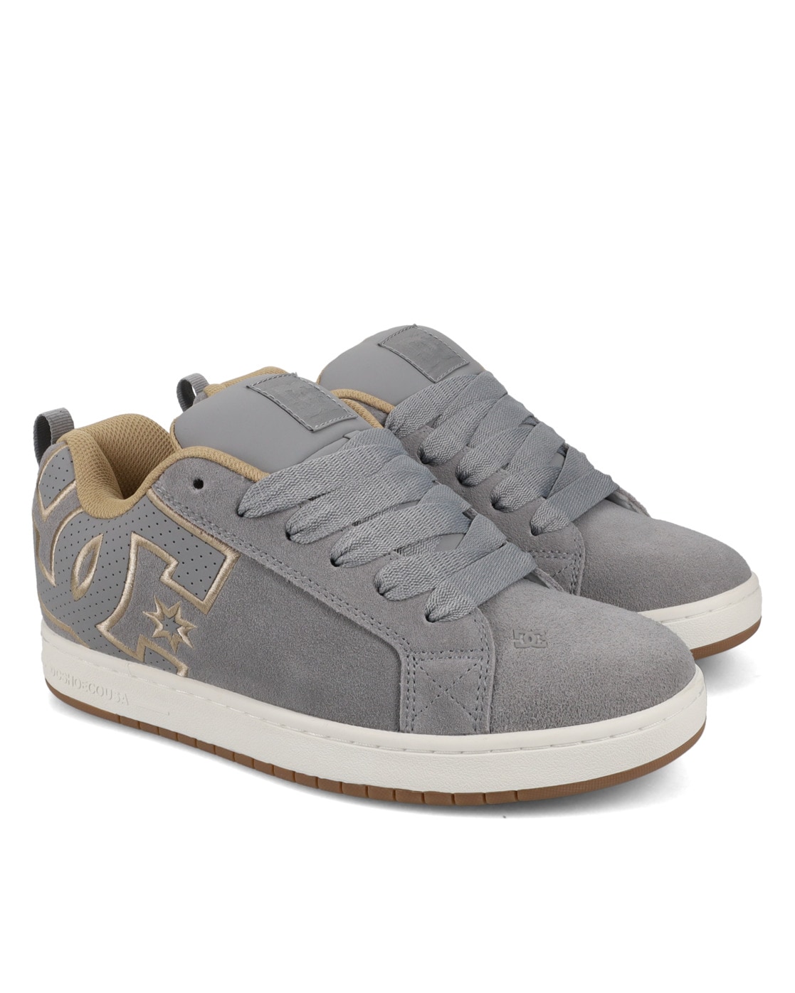 Sneaker DC SHOES "Court Graffik", Herren, Gr. 9(42), weiß (grau, tan, sanftes weiß), 57.05% Leder, 28.2% Synthetikmaterial, 13.87% Polyester, 0.88% Textil, Schuhe Sneaker
