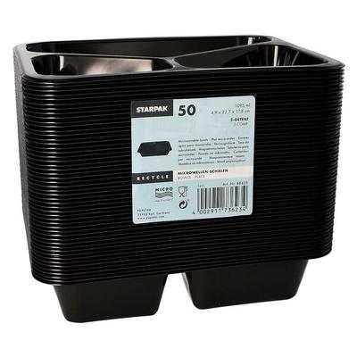 STARPAK Einweg-Menüschalen 1.095 L 3-geteilt 50 Stück schwarz, 22.7x4.9x17.8 cm Image