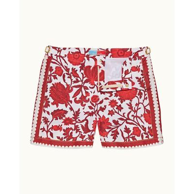 Dragonflower Print Mid-length Swim Shorts Woven - Red - Orlebar Brown Beachwear