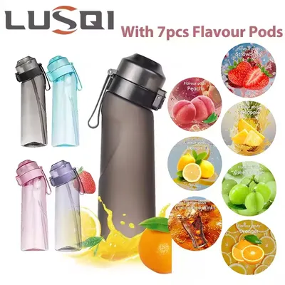 650ML Flavored Water Cup Leak-Proof with 7 Flavor Pods Air Water Up Bottle Portable Fruit Scent Water Bottle for Outdoor Sports