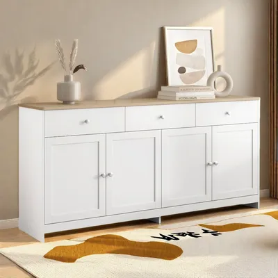 Rosahqnda Stroage Cabinet,Drawer Sideboard,Can be Placed in the Living Room or Kitchen,White