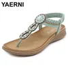 Plus Größe 5-11 Böhmischen Kristall Sandalen Frauen Schuhe Strass Dame Flip-Flops Perle Slip Auf Tong Weibliche Flache sommer Strand Schuhe