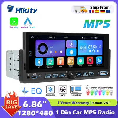 Hikity 6,86 "Carplay Auto Stereo Radio Touchscreen Für Universal Auto Bluetooth WIFI autoradio Spiegel Link EQ Bluetooth FM USB