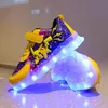 Kids'Casual Schuhe Jungen Wiederaufladbare Cartoon PU Leder Frühling Mode Flachen Boden Anti-slip Turnschuhe Gelb Größe 25-36