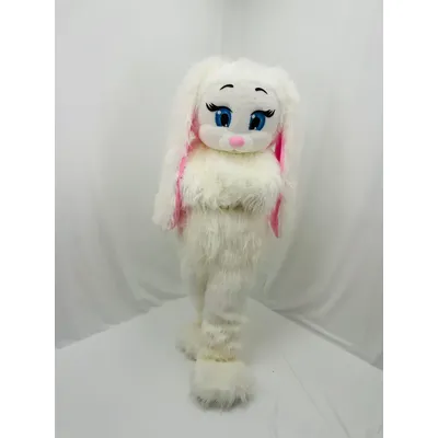 Hase Kaninchen Mascotte weiß langes Fell Fancy Cartoon Maskottchen Kostüm Plüsch Fancy Maskottchen Kostüm Party Tier Karneval durchführen Image