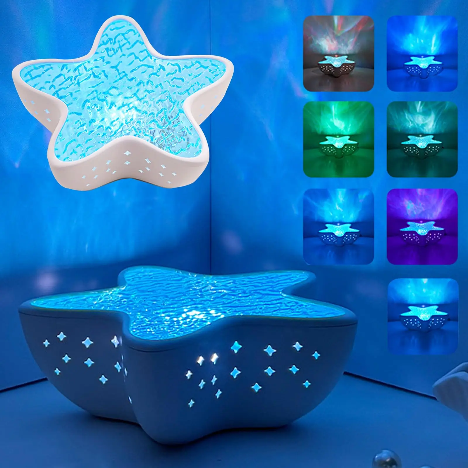 LED-Seestern-Nachtlicht, Galaxie, Sternenhimmel, Projektorlampe, wiederaufladbar, verträumtes Umgebungslicht für Kinder, Geschenk, Festival, Party-Dekoration
