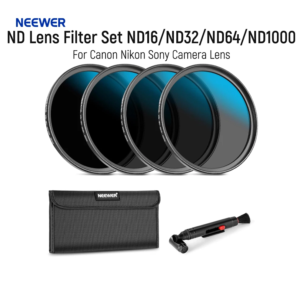 Neewer ND Objektivfilter-Set ND16/ND32/ND64/ND1000, Objektivreinigungsstift, HD-Filter-Zubehör-Set für Canon Nikon Sony Kameraobjektiv Image