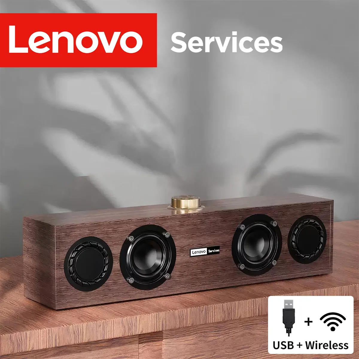 Haut-parleur multimédia Lenovo C02, haut-parleur Bluetooth, haut-parleur double mode filaire/Bluetooth, haut-parleur rétro universel pour téléviseur, ordinateur et téléphone portable, caisson de